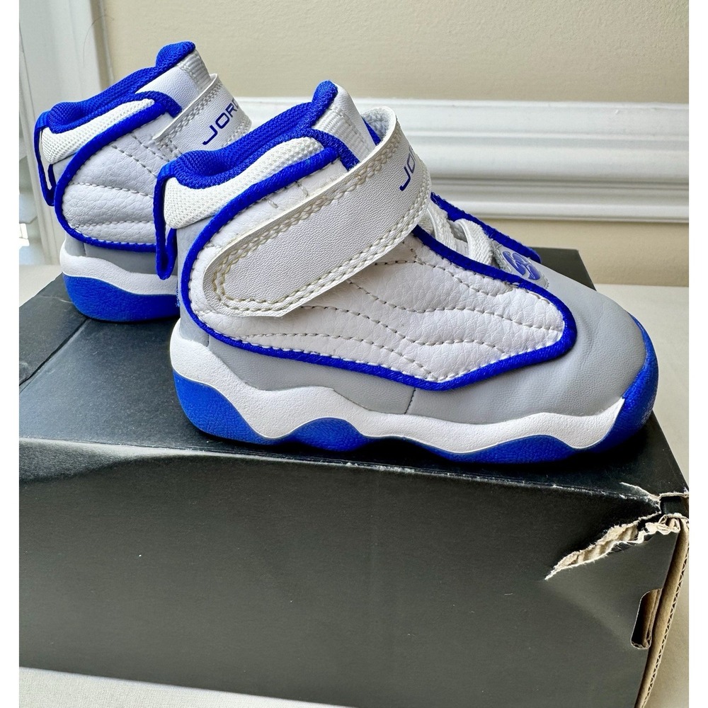 Jordan Pro Strong TD Toddler Shoes White Racer Blue Wolf Grey DC7910-104 Size 4C - Picture 2 of 16